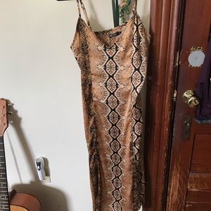 Nasty Gal satin snake print midi dress